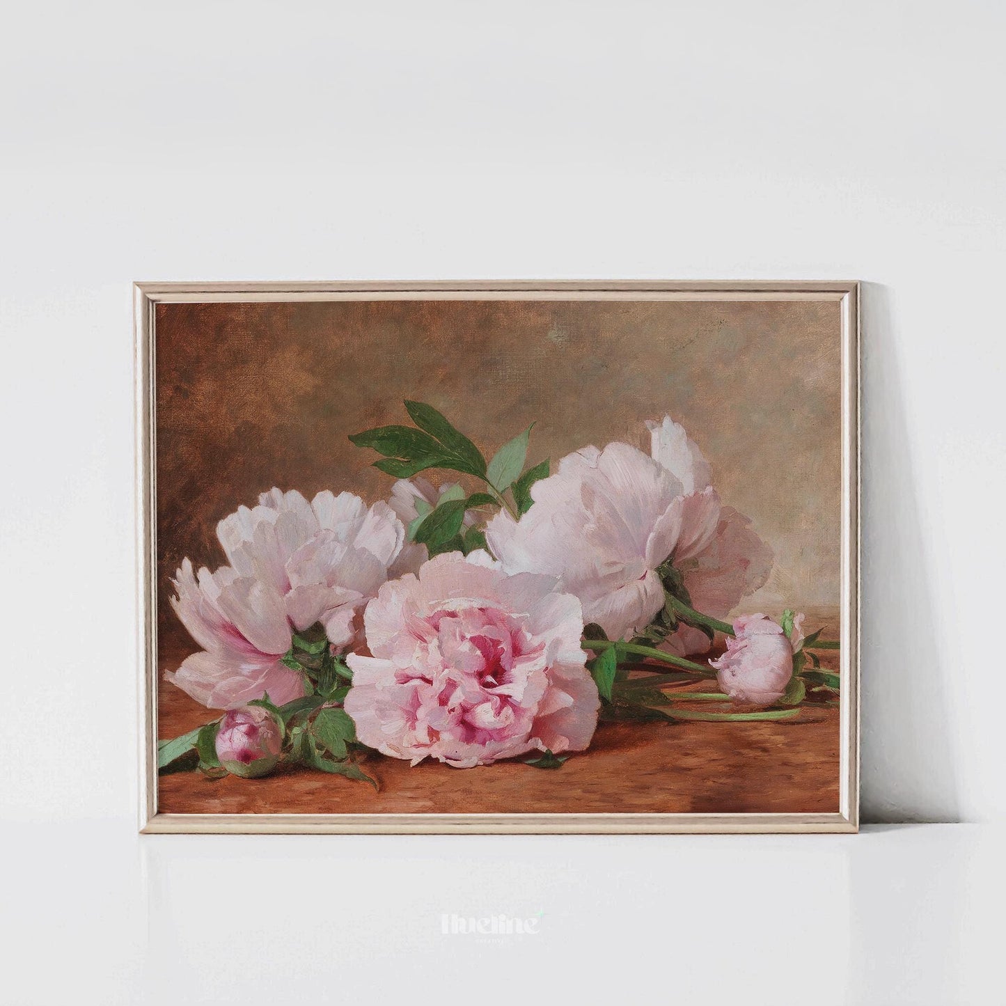 Vintage Floral Still Life, Pink Peonies Classic Wall Art Print L1121