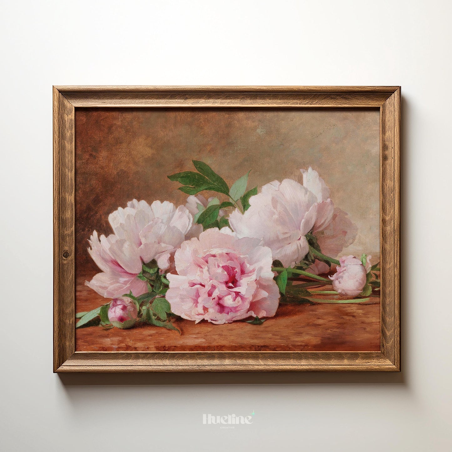 Vintage Floral Still Life, Pink Peonies Classic Wall Art Print L1121