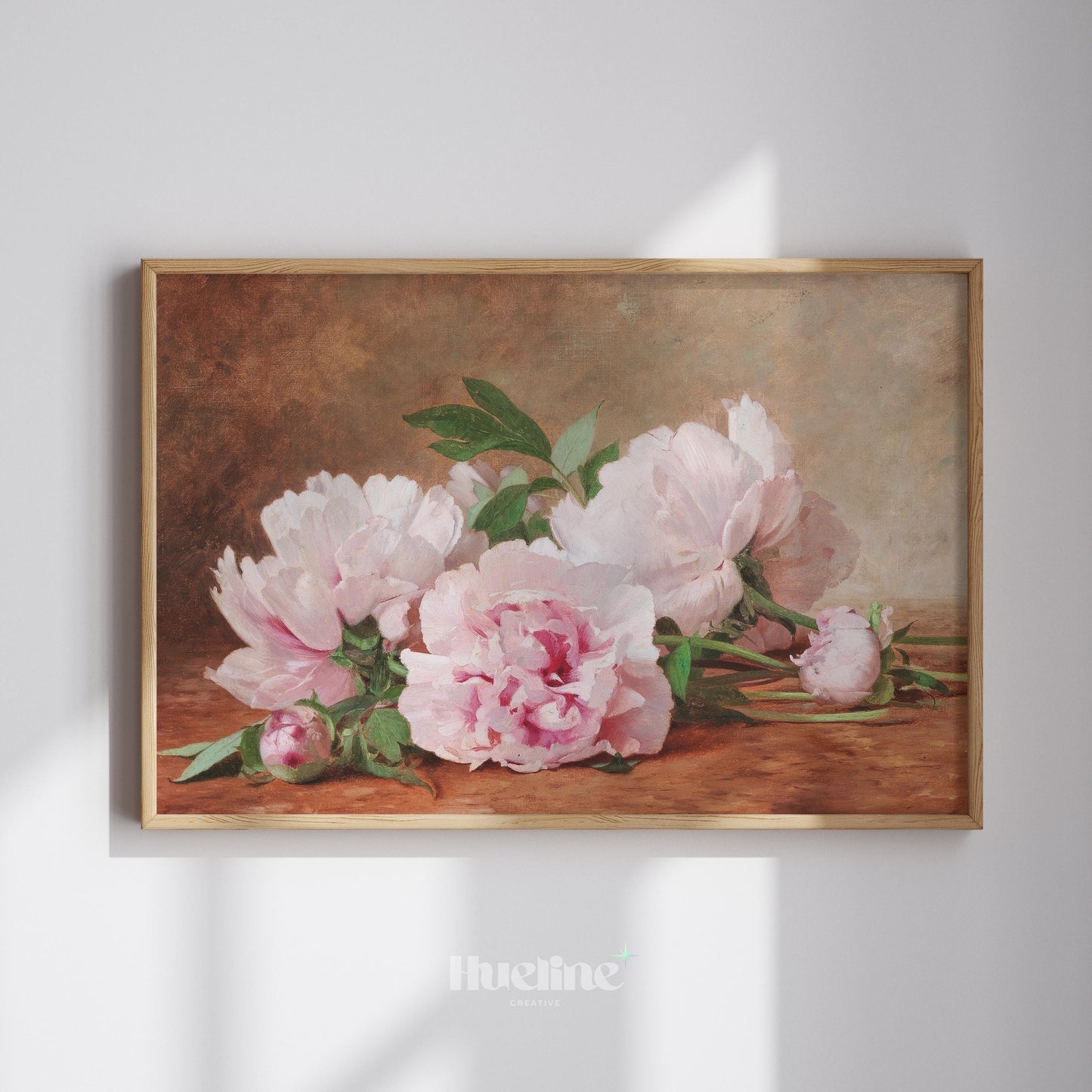 Vintage Floral Still Life, Pink Peonies Classic Wall Art Print L1121