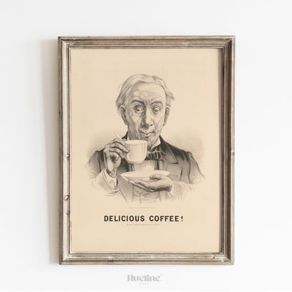 Vintage Coffee Poster | Antique Black and White Cafe Wall Art Print - L1122