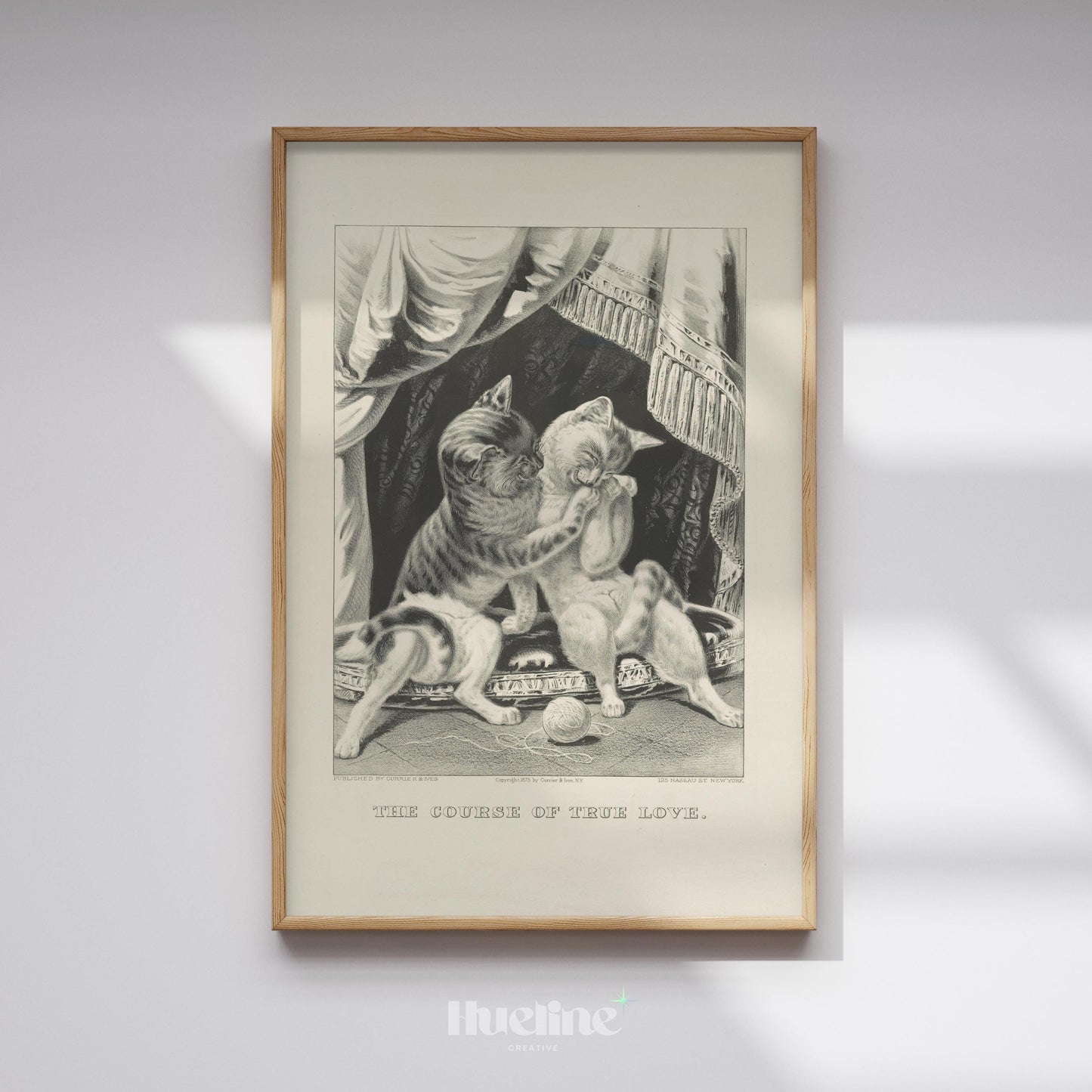 Vintage Cat Print | Antique Black and White Kitten Illustration Wall Art - L1123