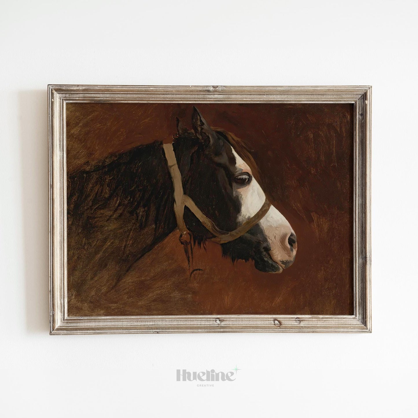 Vintage Horse Wall Art | Classic Equestrian Animal Painting Print - L1124
