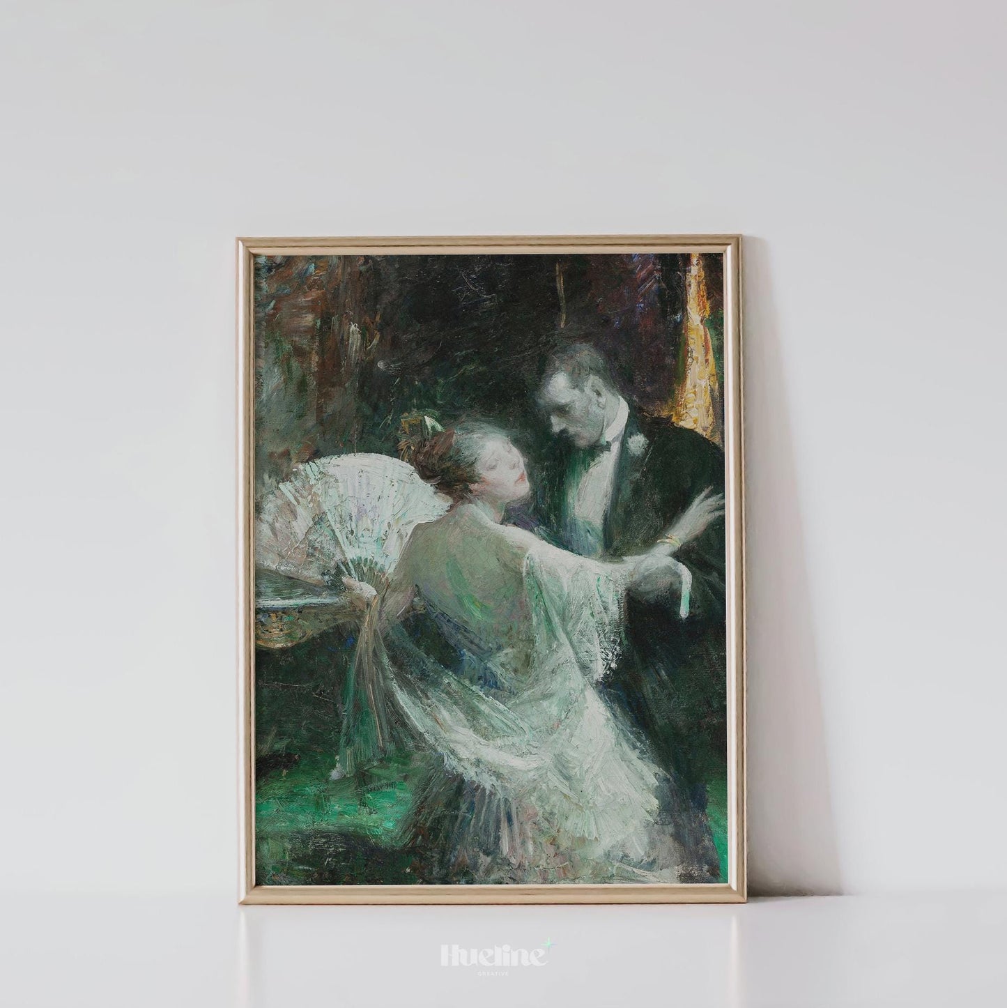 Vintage Ballroom Dance Art Print – Elegant Romantic Couple Painting - L1140
