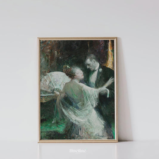 Vintage Ballroom Dance Art Print – Elegant Romantic Couple Painting - L1140