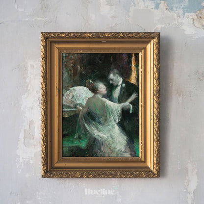 Vintage Ballroom Dance Art Print – Elegant Romantic Couple Painting - L1140