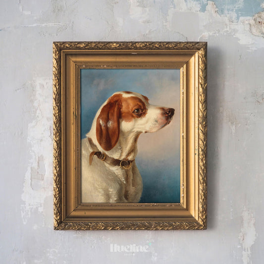 Vintage Dog Portrait Art Print – Classic Canine Painting Wall Decor - L1142