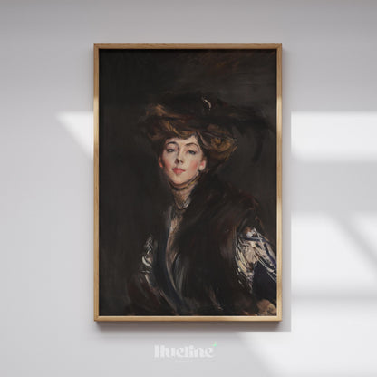 Vintage Aristocratic Portrait Print – Elegant Edwardian Lady Wall Art - L1155