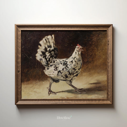 Vintage Farmhouse Chicken Art Print – Rustic Country Wall Decor - L1131