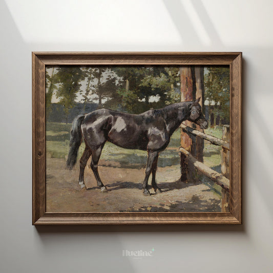 Vintage Horse Art Print – Classic Equestrian Farm Painting Wall Decor - L1138