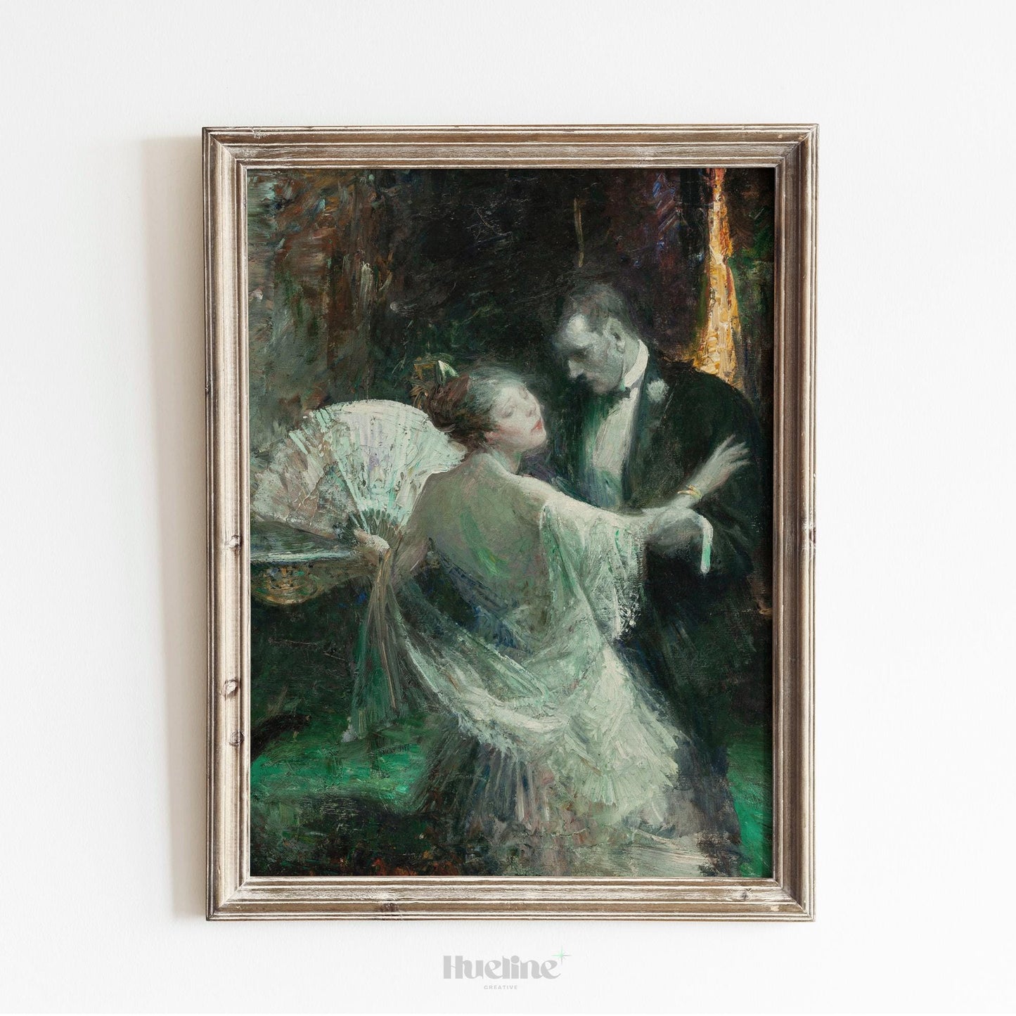 Vintage Ballroom Dance Art Print – Elegant Romantic Couple Painting - L1140