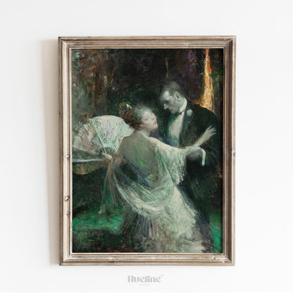 Vintage Ballroom Dance Art Print – Elegant Romantic Couple Painting - L1140