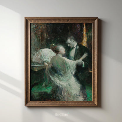 Vintage Ballroom Dance Art Print – Elegant Romantic Couple Painting - L1140