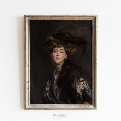 Vintage Aristocratic Portrait Print – Elegant Edwardian Lady Wall Art - L1155