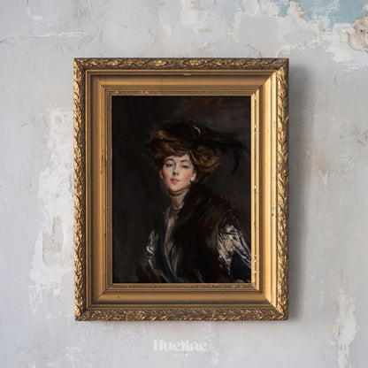 Vintage Aristocratic Portrait Print – Elegant Edwardian Lady Wall Art - L1155
