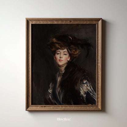 Vintage Aristocratic Portrait Print – Elegant Edwardian Lady Wall Art - L1155