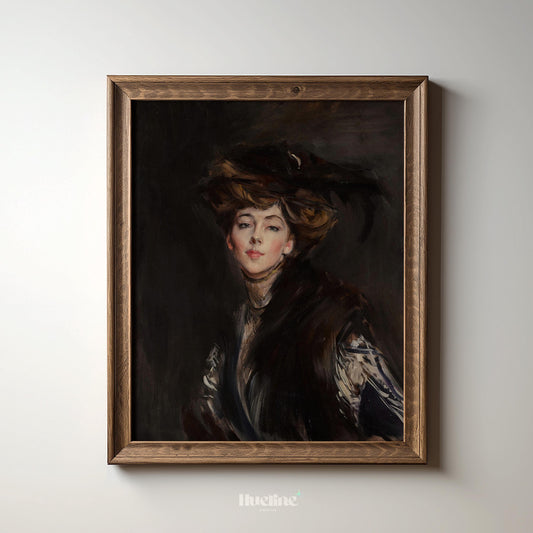 Vintage Aristocratic Portrait Print – Elegant Edwardian Lady Wall Art - L1155