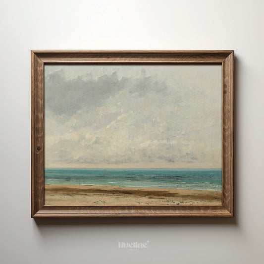 Vintage Coastal Wall Art – Serene Seaside Landscape Print, Antique Ocean Painting, Tranquil Beach Scene for Timeless Home Decor - L1100