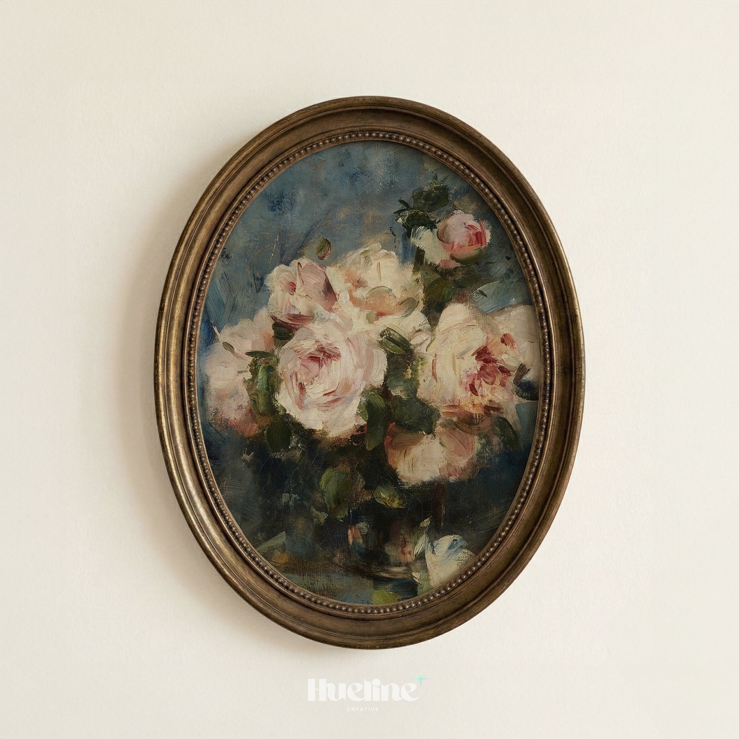 Moody Rose Wall Art, Vintage Floral Still Life, Dark Academia Flower Painting - L1173