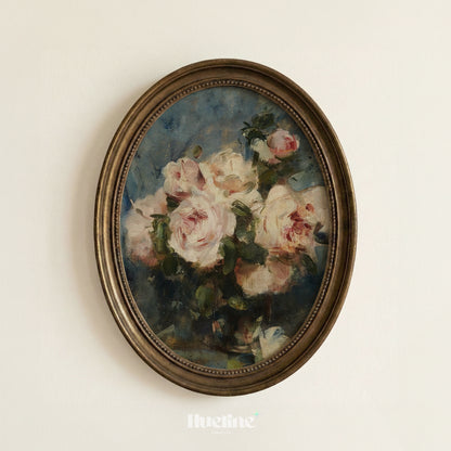 Moody Rose Wall Art, Vintage Floral Still Life, Dark Academia Flower Painting - L1173