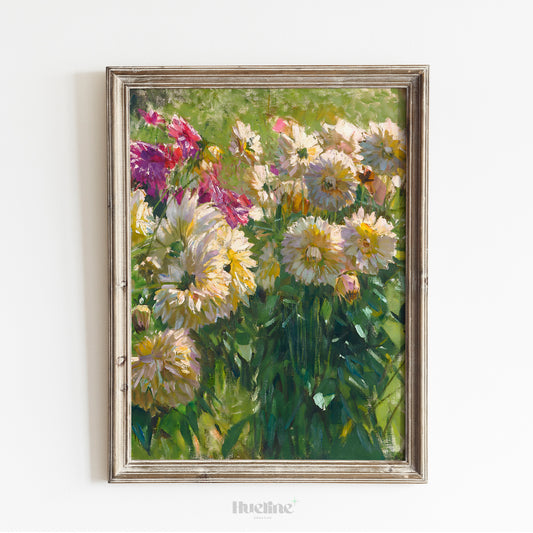 Summer Bloom Garden Art Print – Vibrant Floral Wall Decor for Botanical Interiors – Impressionist Nature Painting Gift for Her - L1069