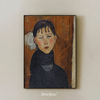 Vintage Expressionist Woman Portrait Oil Painting, Earthy Tone Moody Female Wall Art Print - L1193