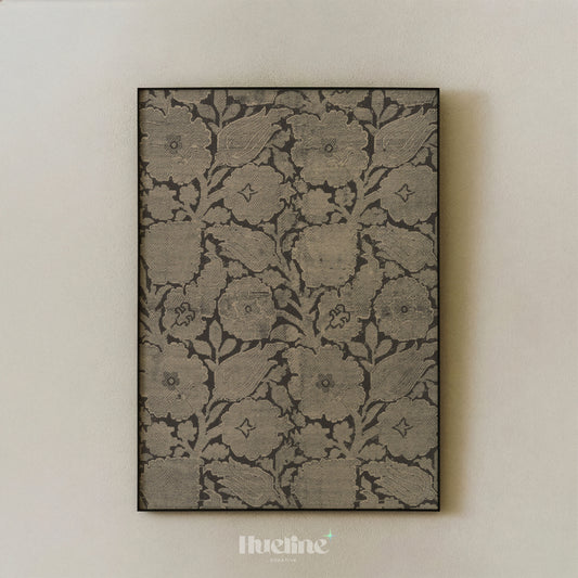 Vintage Floral Textile Print, Antique Botanical Pattern, Rustic Farmhouse Wall Art, Moody Decor - L1200