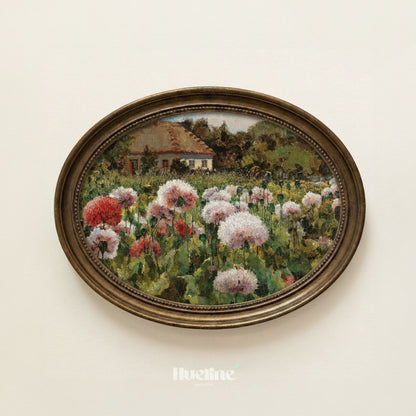 Vintage Poppy Field Painting, Rustic Cottage Landscape, Floral Meadow Wall Art - L1209