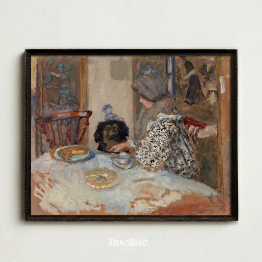 Vintage Dog Birthday Party Print, Celebration at the Table, Festive Kitchen Wall Decor - L1188