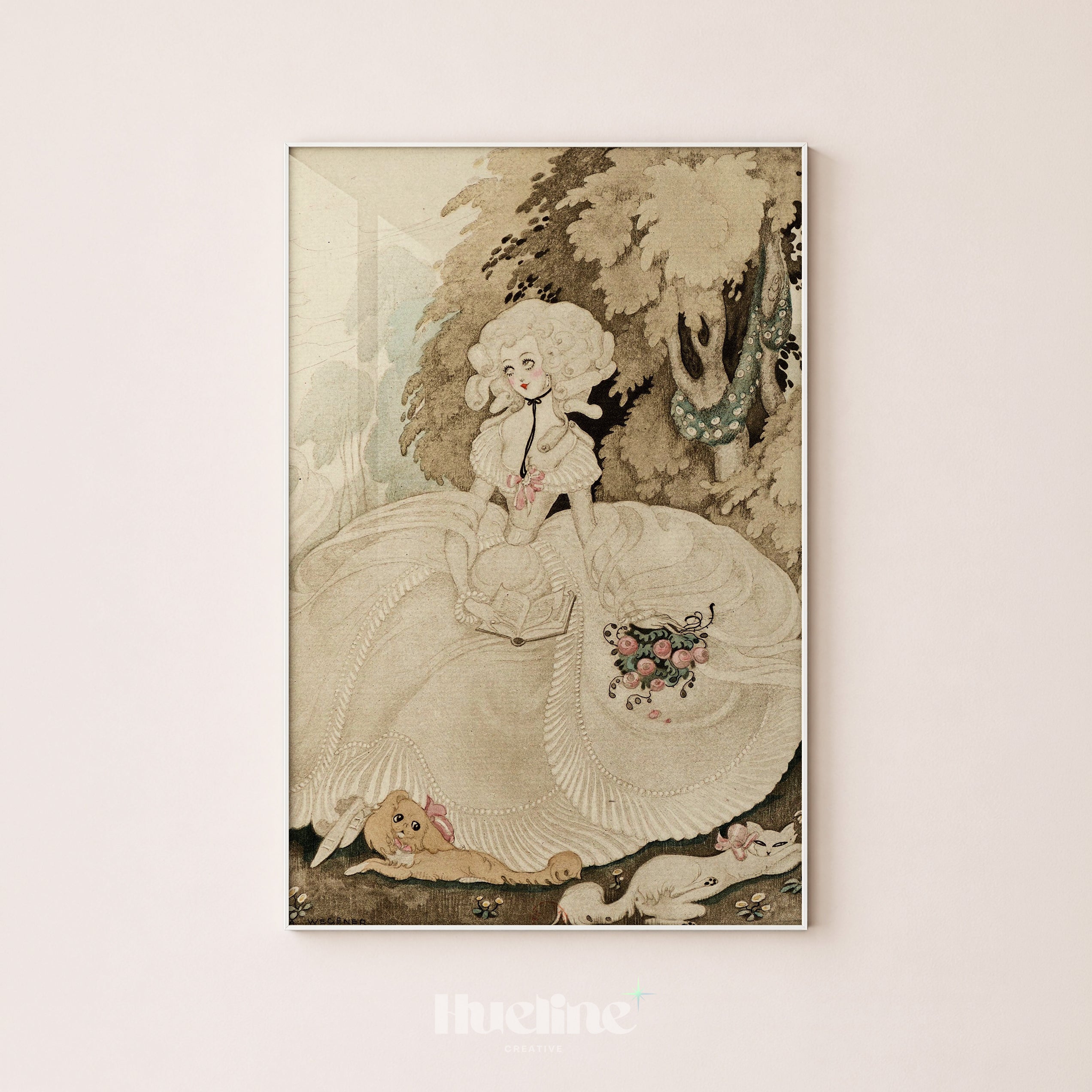 Rococo Lady Print | Whimsical Vintage Wall Art – Hueline Creative