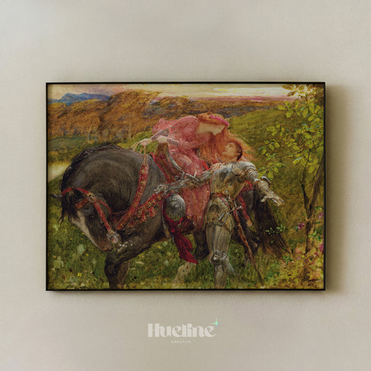 La Belle Dame sans Merci Art, Frank Dicksee Knight Painting, Dark Academia Decor - L1226