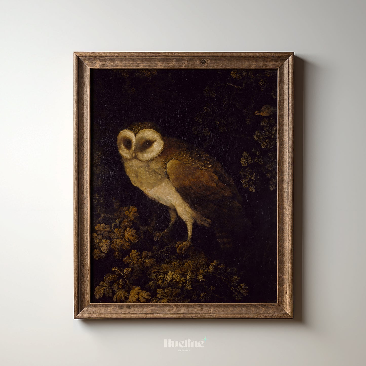 Vintage Owl Wall Art Print – Moody Dark Aesthetic Animal Painting for Nature Lovers, Gothic Decor, Ideal Gift for Wildlife Enthusiasts - L1077