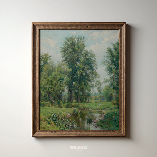 Pastoral Forest Landscape Print, Vintage Countryside Wall Art, Rustic Nature Scene Poster - L1088
