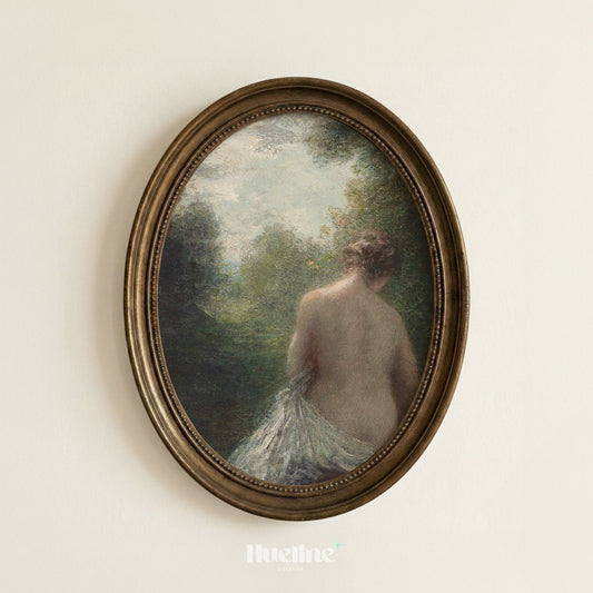Vintage Feminine Figure Art Print, Romantic Forest Landscape, Classical Oil Painting Wall Decor - L1187