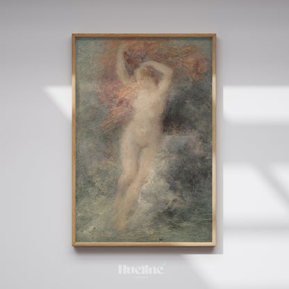 Vintage Impressionist Female Figure Print, Antique Classical Nude Wall Art - L1179