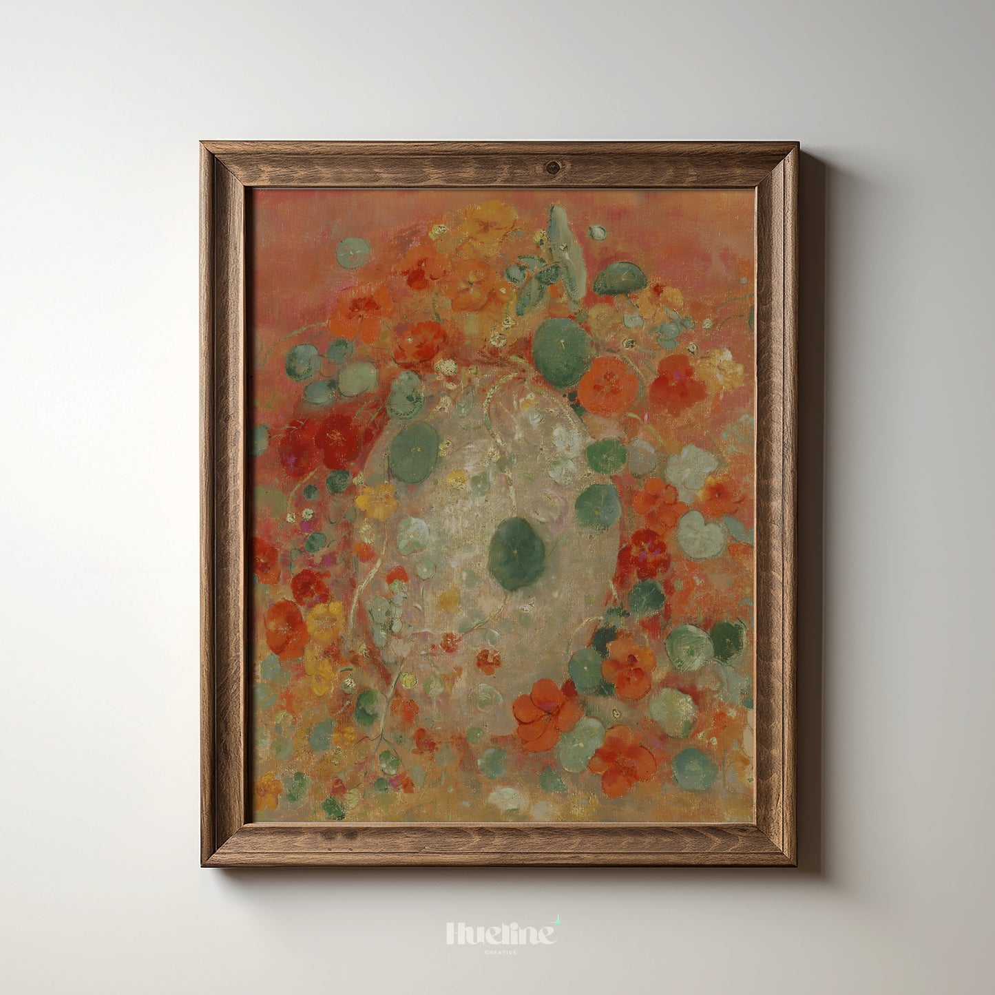 Vintage Abstract Floral Art Print – Warm Botanical Painting with Earth Tones – Boho Wall Decor Gift for Her - L1065