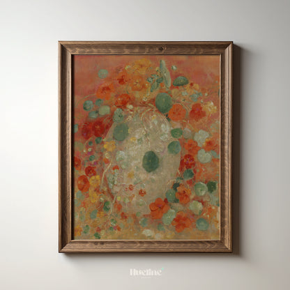 Vintage Abstract Floral Art Print – Warm Botanical Painting with Earth Tones – Boho Wall Decor Gift for Her - L1065
