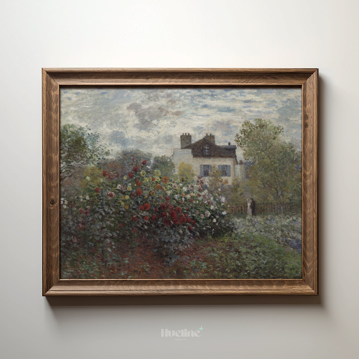Vintage Impressionist Garden Print, Antique French Cottage Floral Landscape - L1162