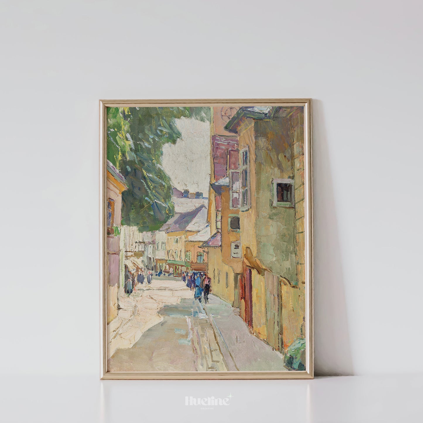Vintage European Street Scene Painting - Impressionist Cityscape Wall Art - Old Town Architecture Print - Urban Pastel Decor - L1032