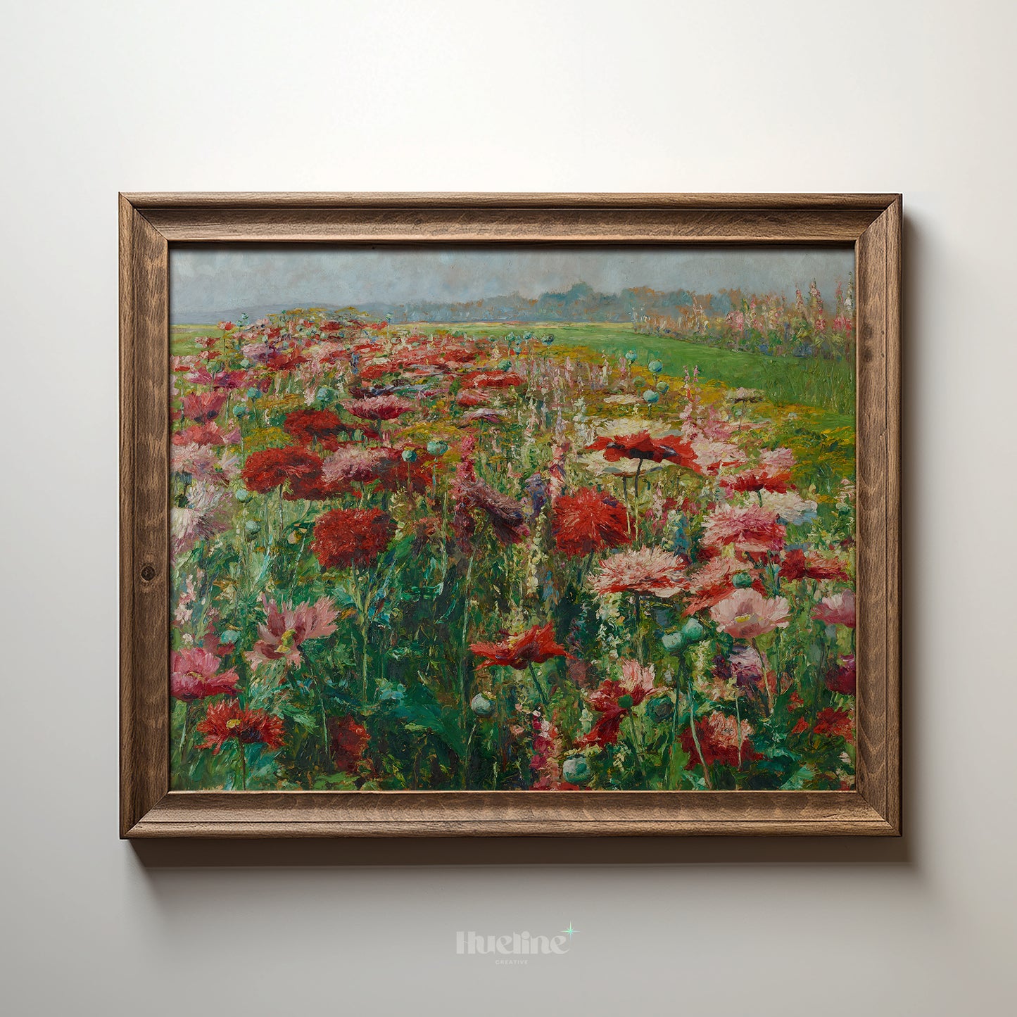 Wildflower Meadow Art Print – Colorful Field Landscape Wall Art – Cottagecore Botanical Nature Painting – Rustic Floral Decor – Gift for Flower Lovers - L1072