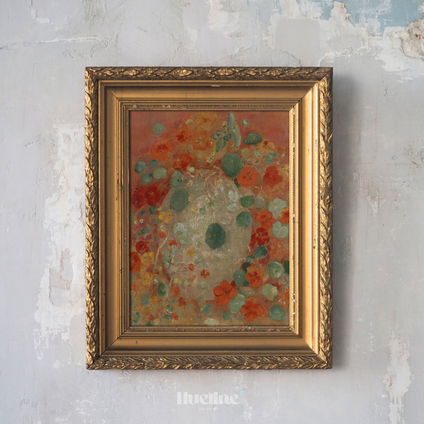 Vintage Abstract Floral Art Print – Warm Botanical Painting with Earth Tones – Boho Wall Decor Gift for Her - L1065