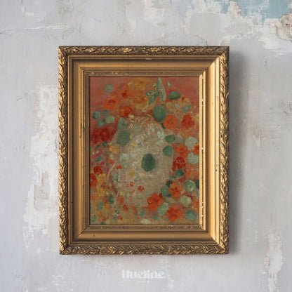 Vintage Abstract Floral Art Print – Warm Botanical Painting with Earth Tones – Boho Wall Decor Gift for Her - L1065