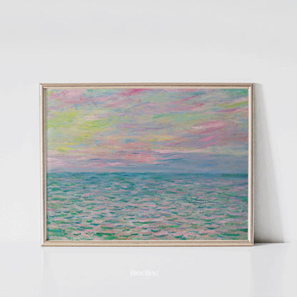 Soft Neutral Coastal Watercolor Print, Minimalist Beach Landscape Wall Art - L1158