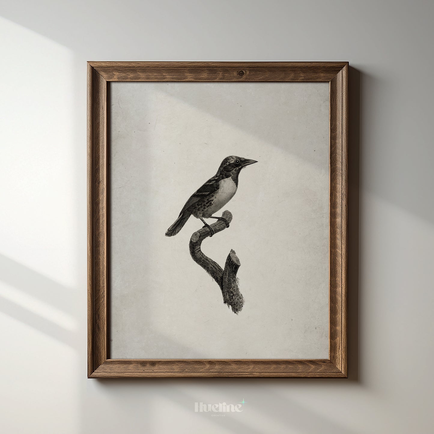 Vintage Bird Illustration Print | Black and White Nature Wall Art - L1112
