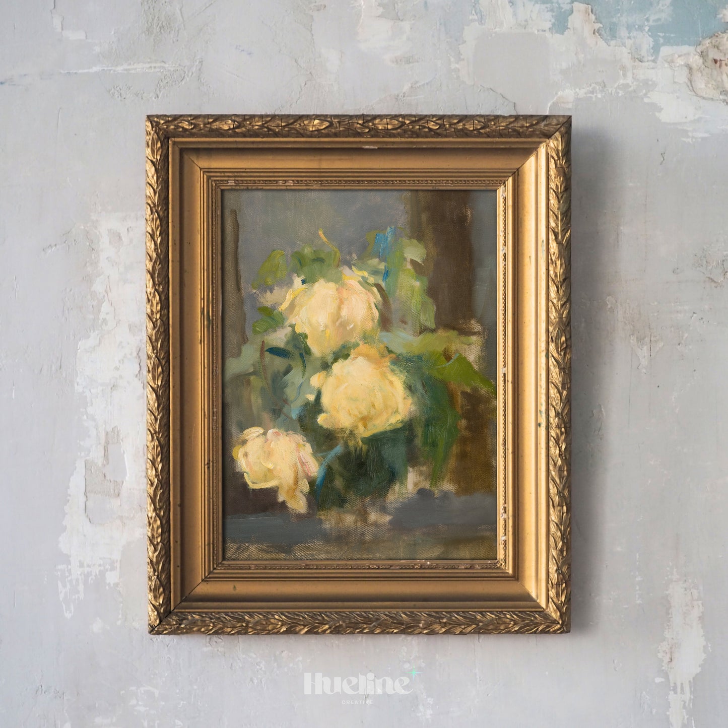 Vintage Yellow Rose Print, Antique Floral Still Life Wall Art, Rustic Cottagecore Flower Painting for Home Decor - L1082