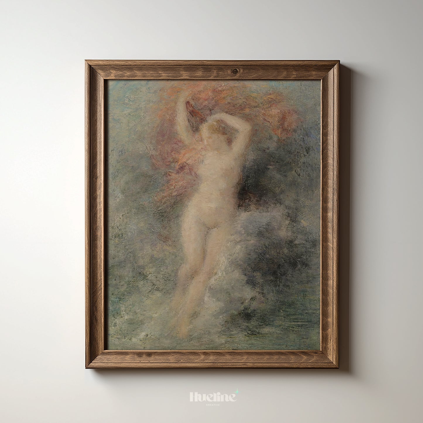 Vintage Impressionist Female Figure Print, Antique Classical Nude Wall Art - L1179