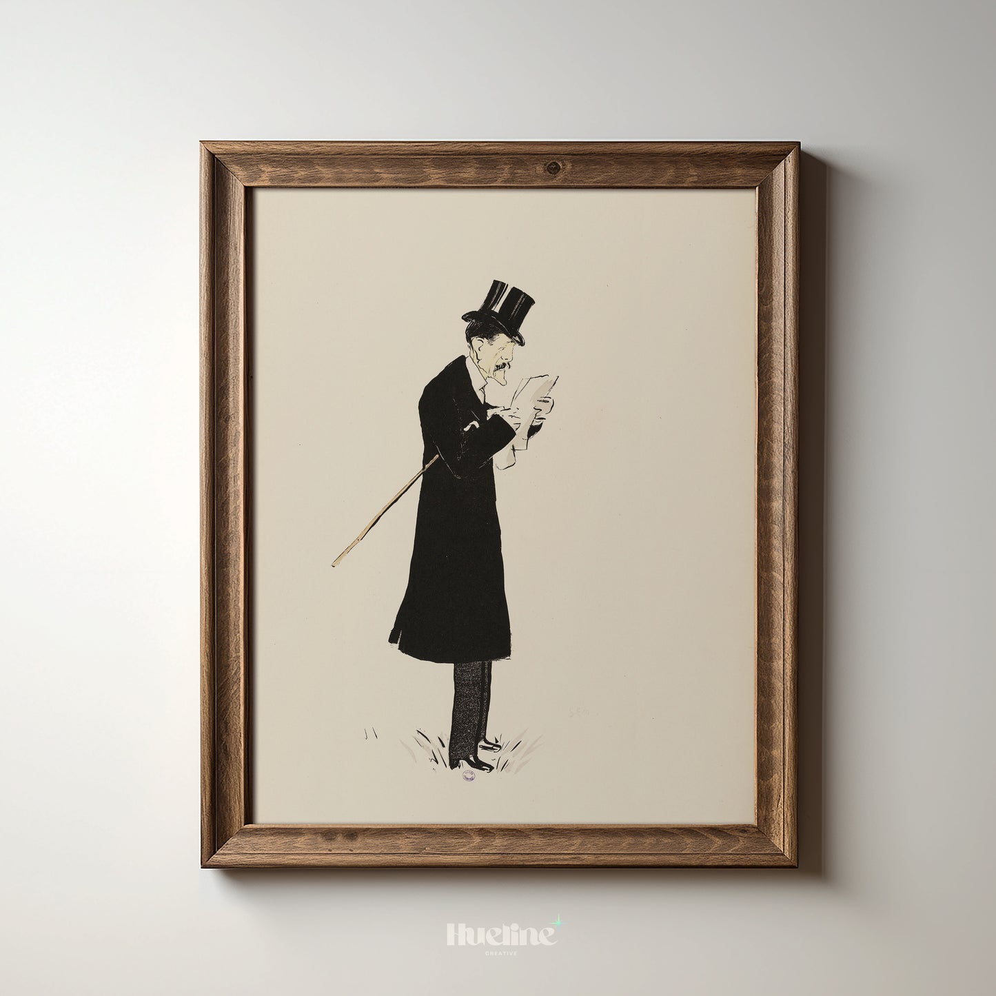 Vintage Gentleman Sketch – Minimalist Black & White Silhouette Art Print, Classic Dandy Illustration for Elegant Wall Decor - L1101