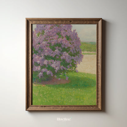 Purple Lilac Tree Wall Art Print – Impressionist Spring Floral Landscape for Nature-Inspired Home Decor, Gift for Garden Lovers - L1079