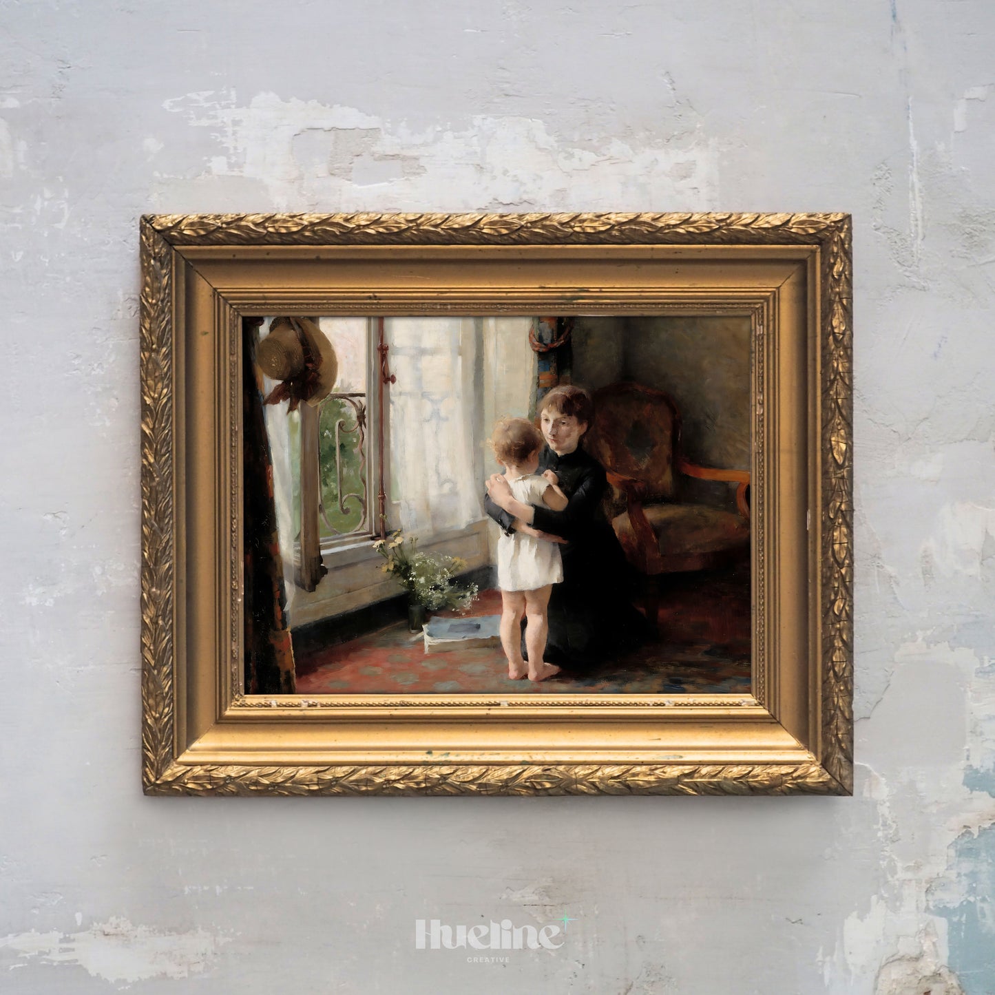 Vintage Mother and Child Art Print – Emotional Antique Style Wall Decor for Warm Homes, Perfect Gift for Moms and Family Spaces - L1076