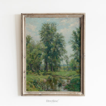 Pastoral Forest Landscape Print, Vintage Countryside Wall Art, Rustic Nature Scene Poster - L1088