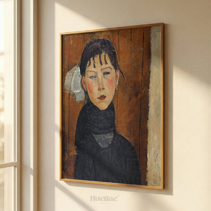 Vintage Expressionist Woman Portrait Oil Painting, Earthy Tone Moody Female Wall Art Print - L1193